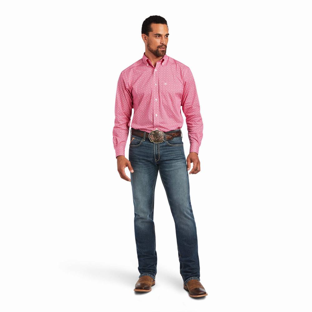 Light Rose Ariat Malachi Stretch Classic Fit Men's Shirts | DHTX40381