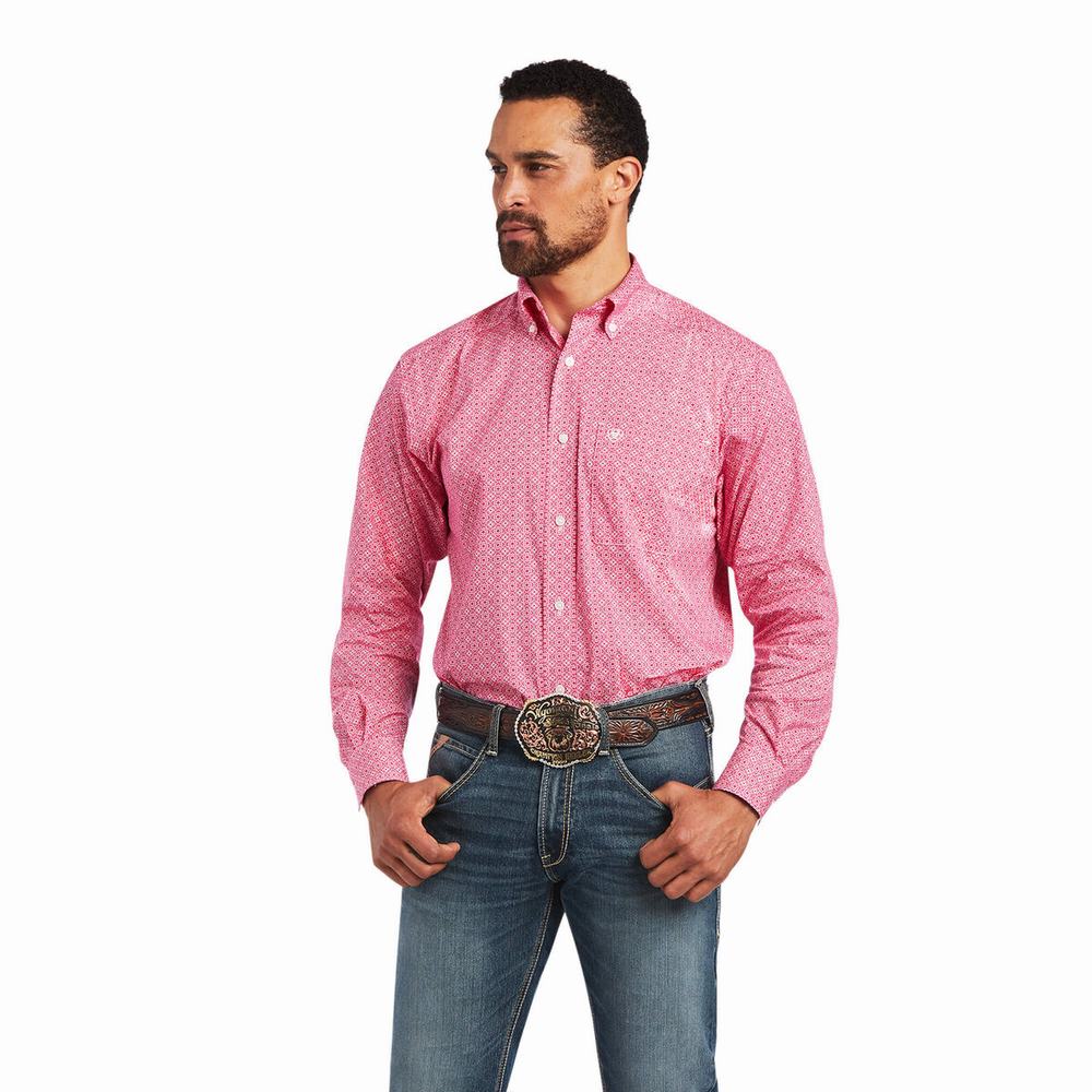 Light Rose Ariat Malachi Stretch Classic Fit Men\'s Shirts | DHTX40381