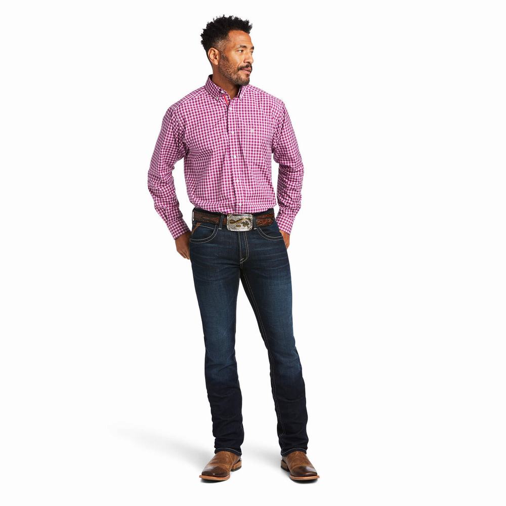 Light Rose Ariat Pro Series Alexander Classic Fit Men's Shirts | YQDK68150