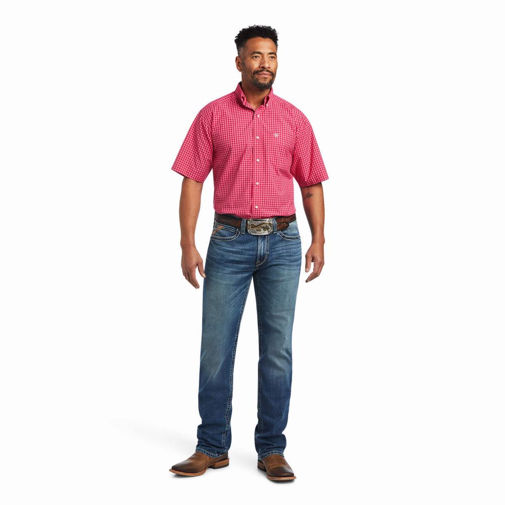 Light Rose Ariat Pro Series Miles Classic Fit Men's Shirts | CKIP03246