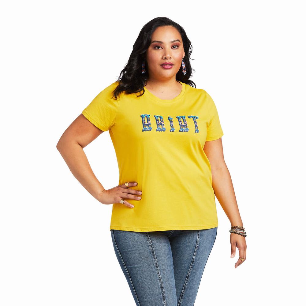 Mustard Ariat REAL Kinship Women's Tops | VNHC90845