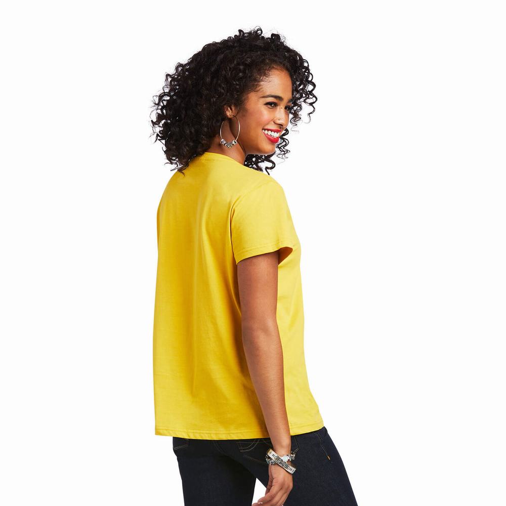 Mustard Ariat REAL Kinship Women's Tops | VNHC90845