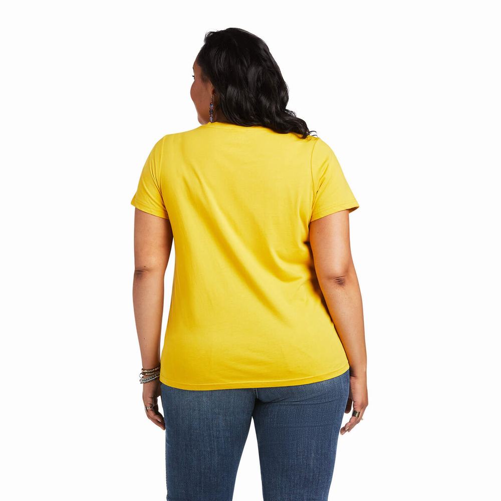 Mustard Ariat REAL Kinship Women's Tops | VNHC90845