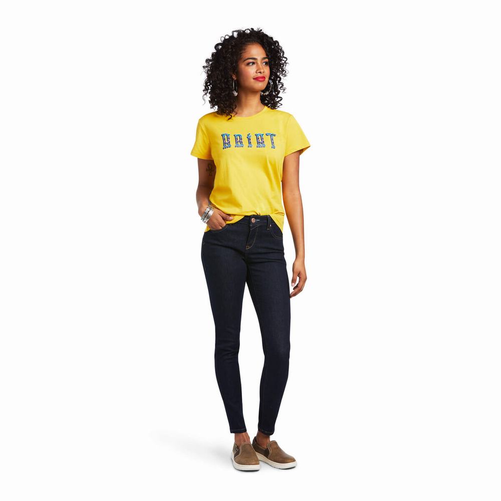 Mustard Ariat REAL Kinship Women's Tops | VNHC90845