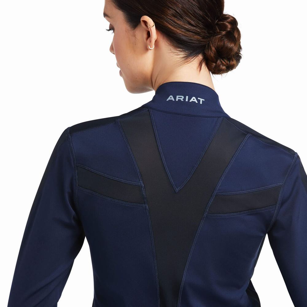 Navy Ariat Ascent Full Zip Women's Hoodies | BFLP32154