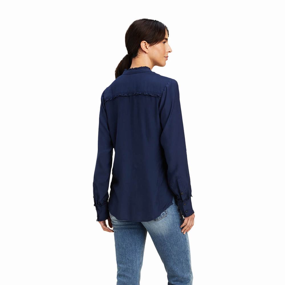 Navy Ariat Clarion Women's Tops | WSLY25496