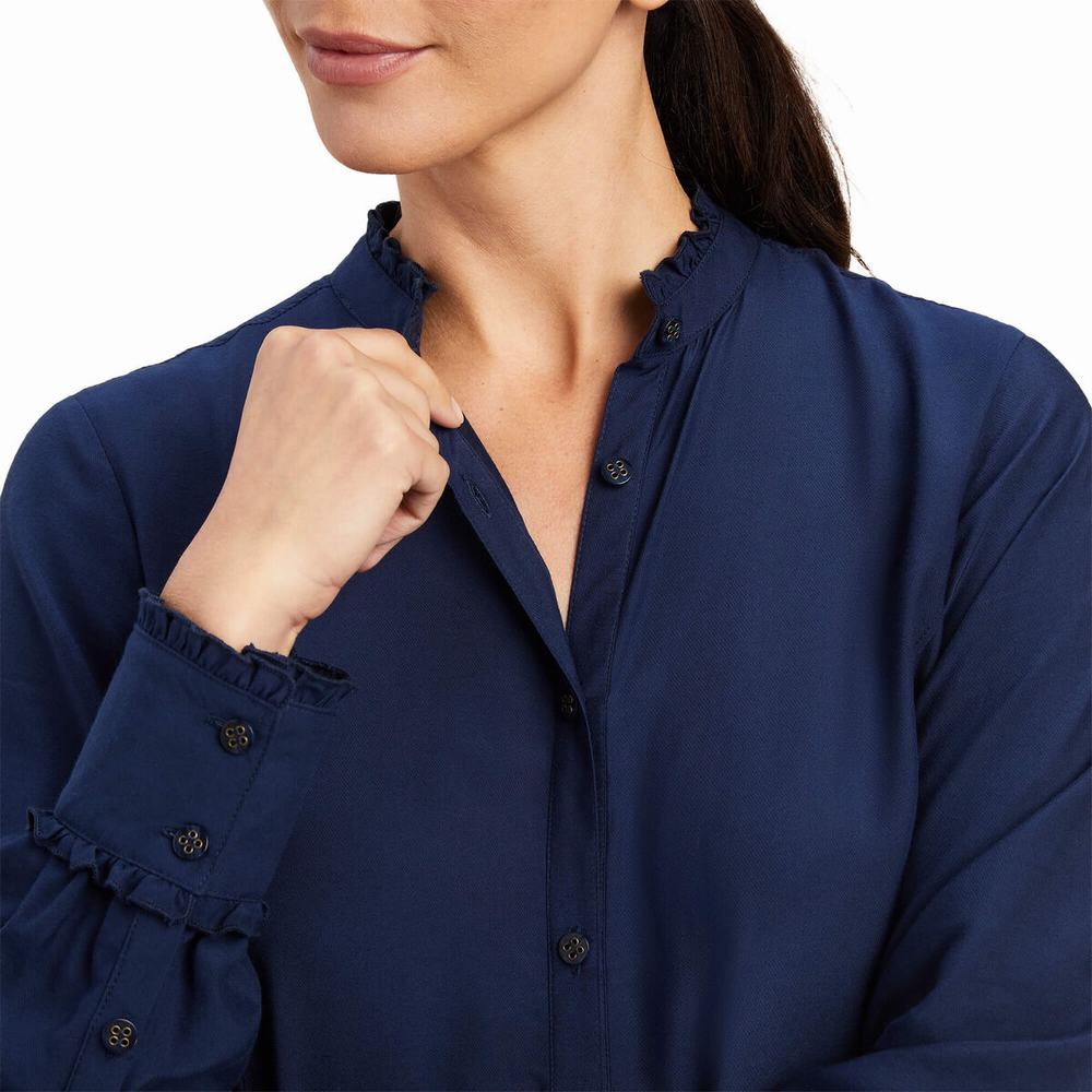 Navy Ariat Clarion Women's Tops | WSLY25496