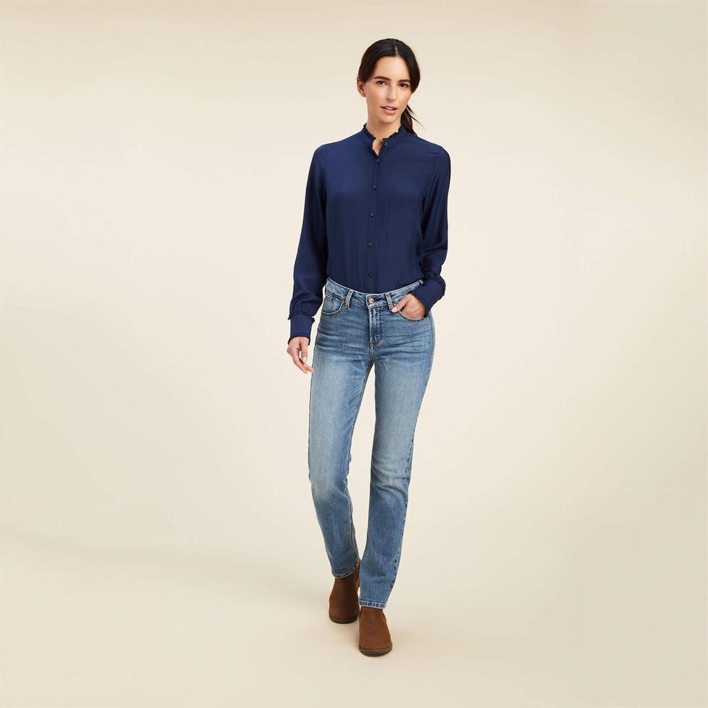 Navy Ariat Clarion Women's Tops | WSLY25496