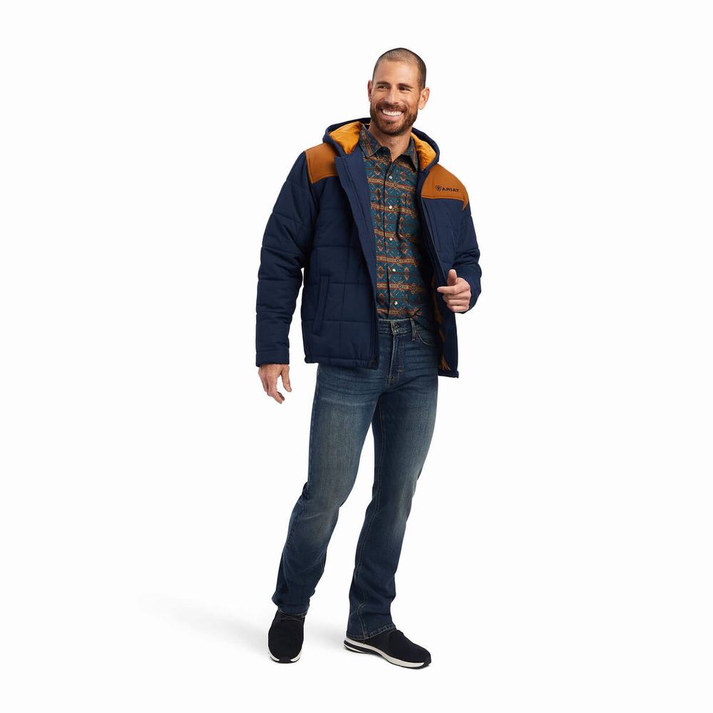 Navy Ariat Crius Insulated Men's Jackets | GFHA27856