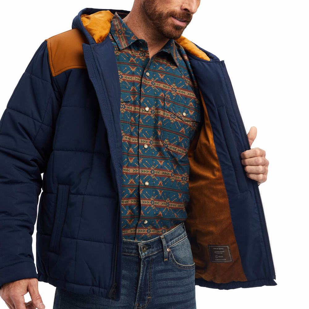 Navy Ariat Crius Insulated Men's Jackets | GFHA27856