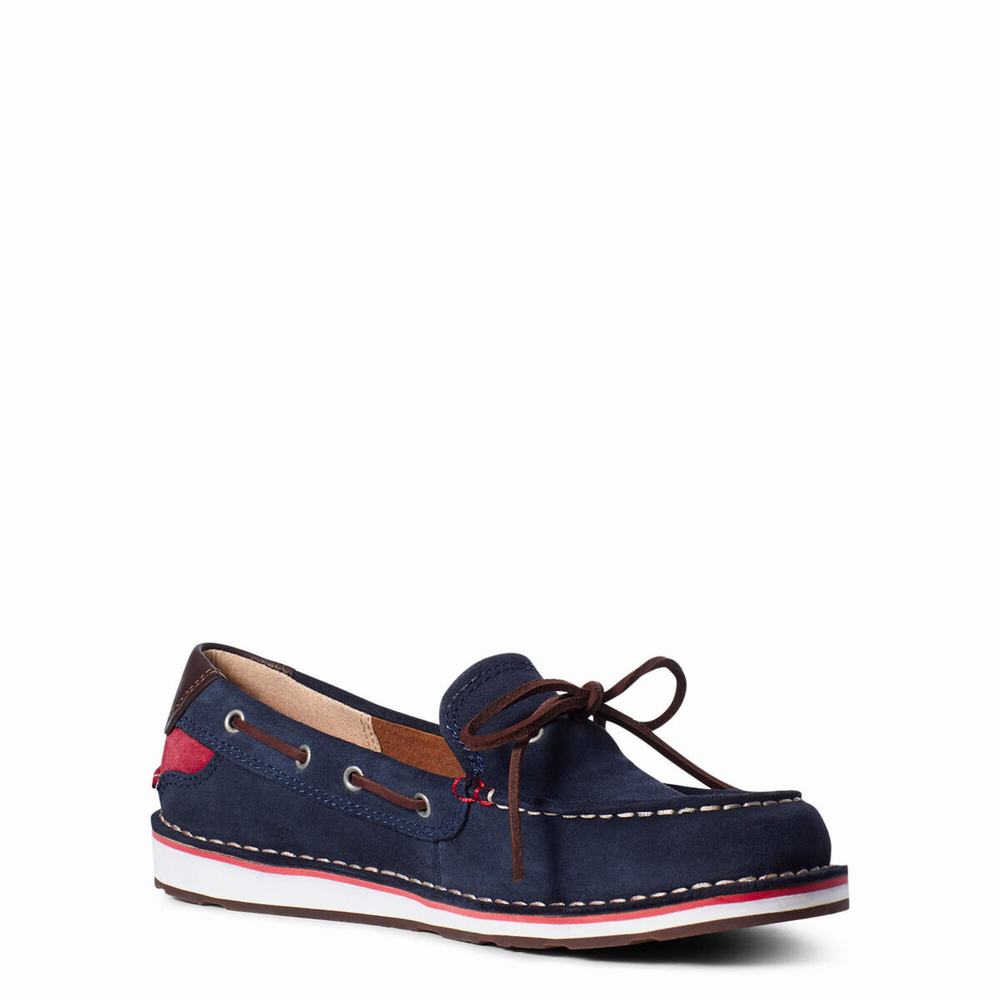 Navy Ariat Cruiser Shorebound Women's Sneakers | GZQJ68150