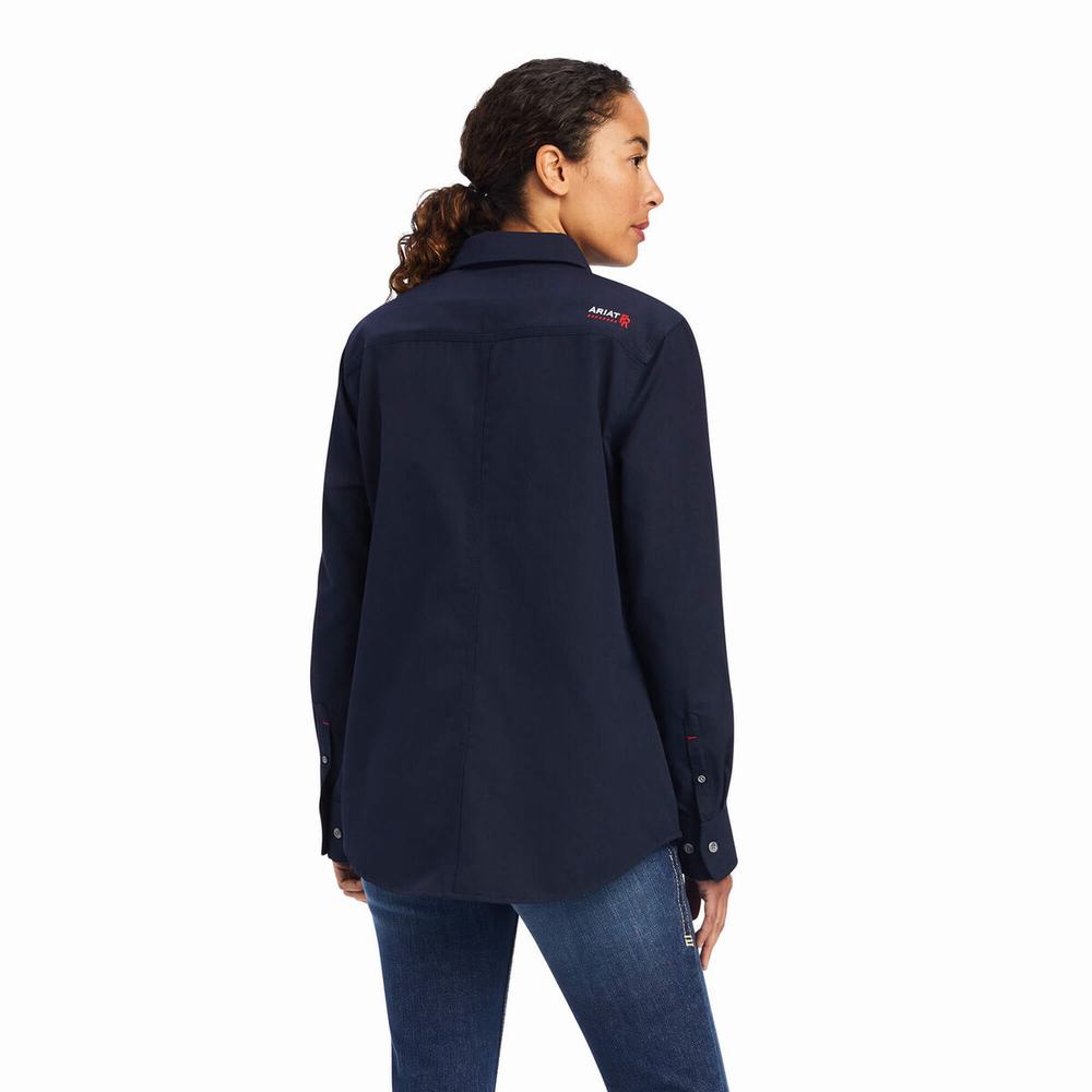 Navy Ariat FR Featherlight Women's Shirts | LOHQ90258