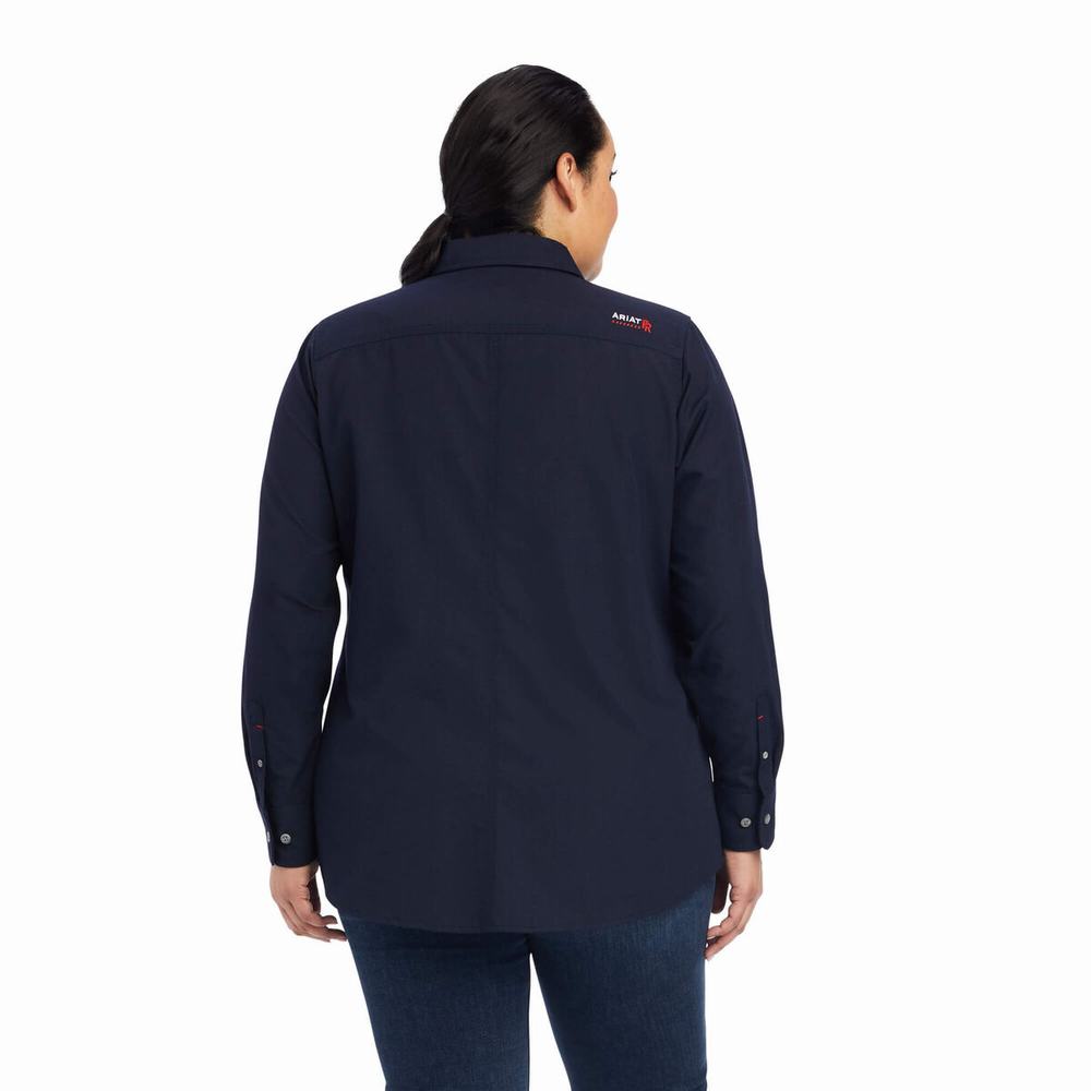 Navy Ariat FR Featherlight Women's Shirts | LOHQ90258