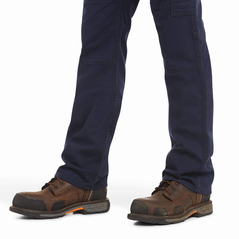 Navy Ariat FR M5 Stretch DuraLight Canvas Men's Pants | APZQ72816