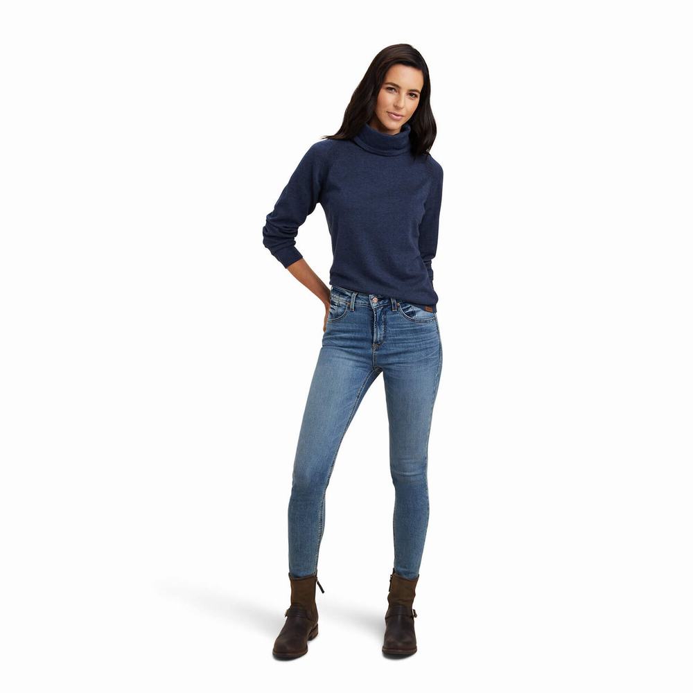 Navy Ariat Lexi Women's Sweaters | QTIM69405