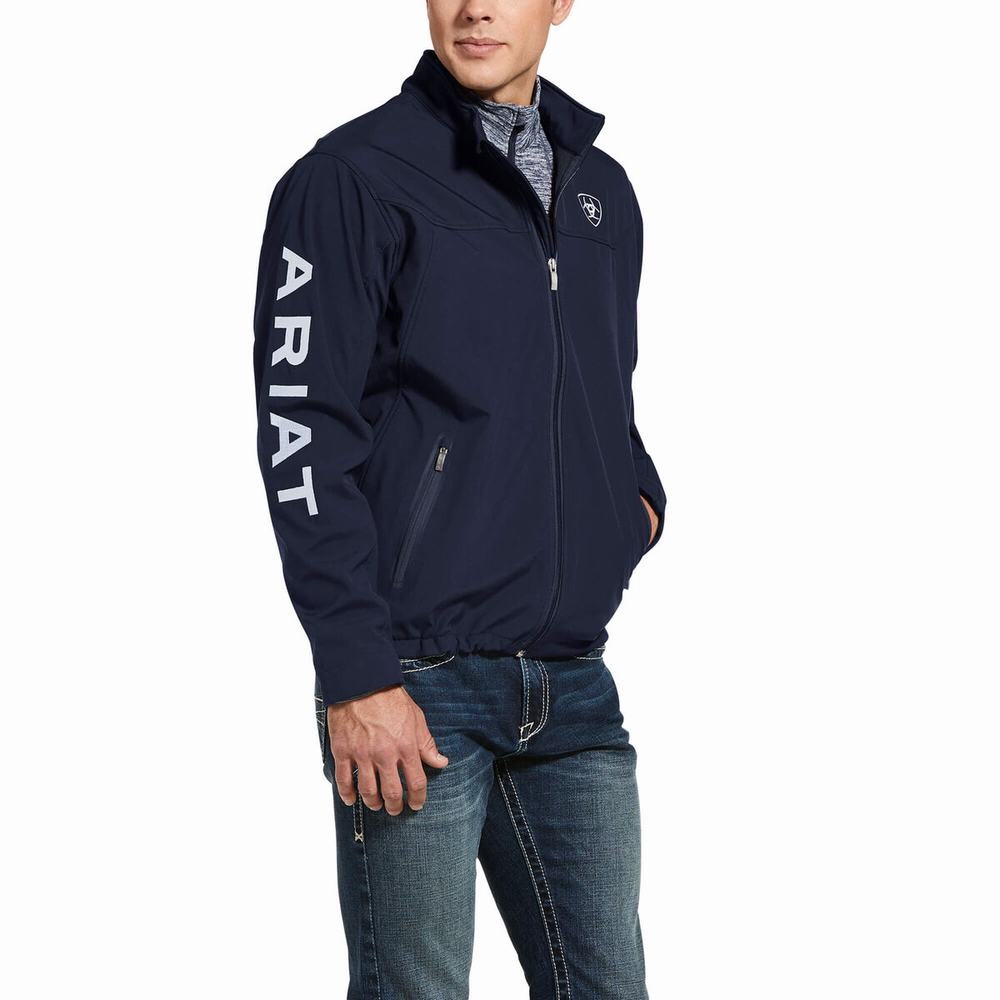 Navy Ariat New Team Softshell Men\'s English Riding | YSKG74063