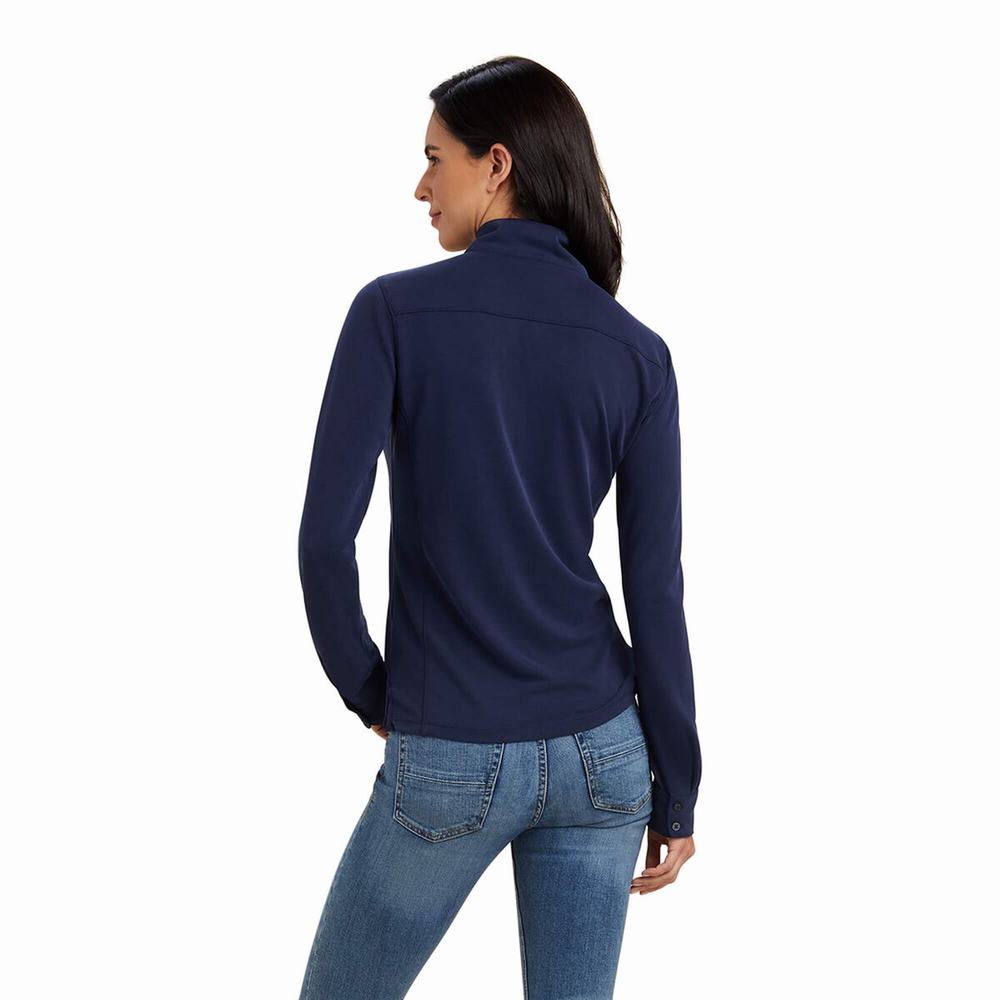 Navy Ariat Overbrook Women's Tops | OQED17903