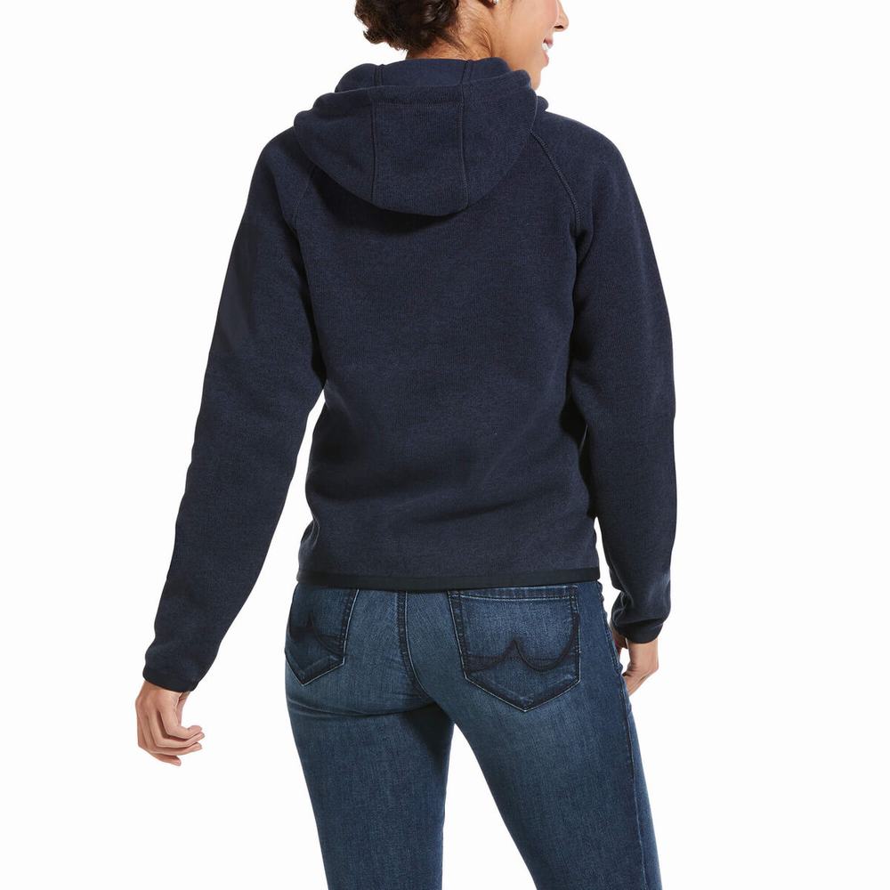 Navy Ariat Polartec Flou Full Zip Women's Hoodies | MEUH14629