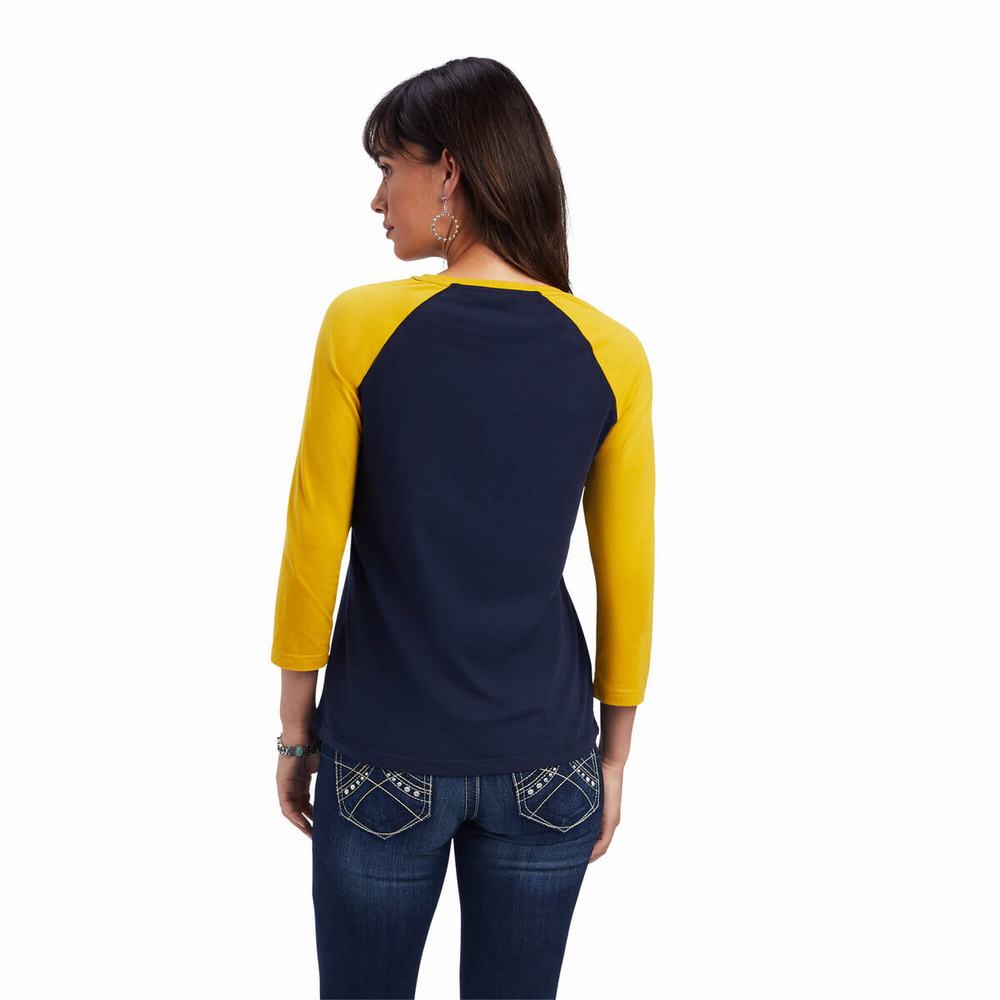 Navy Ariat REAL Arrow Classic Fit Women's Tops | LGAW28064