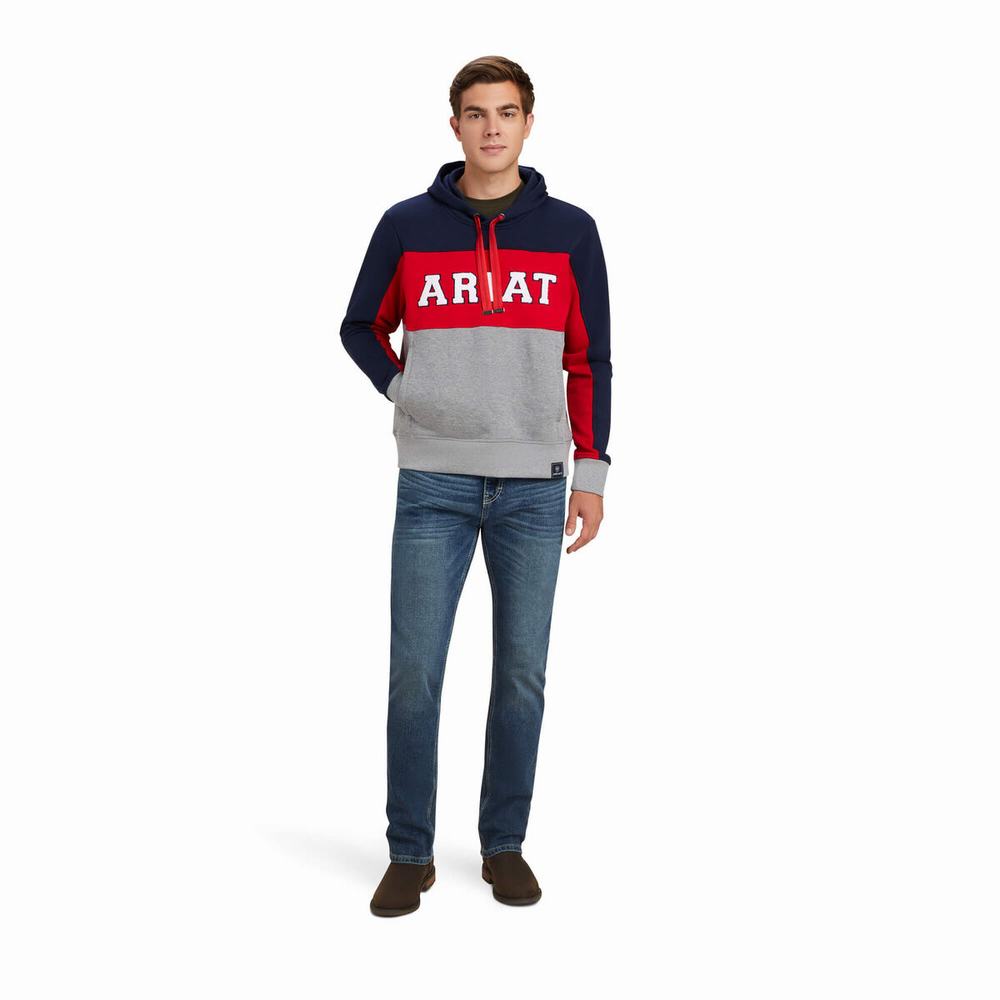 Navy Ariat Rabere Team Men's Hoodies | WMSH51820