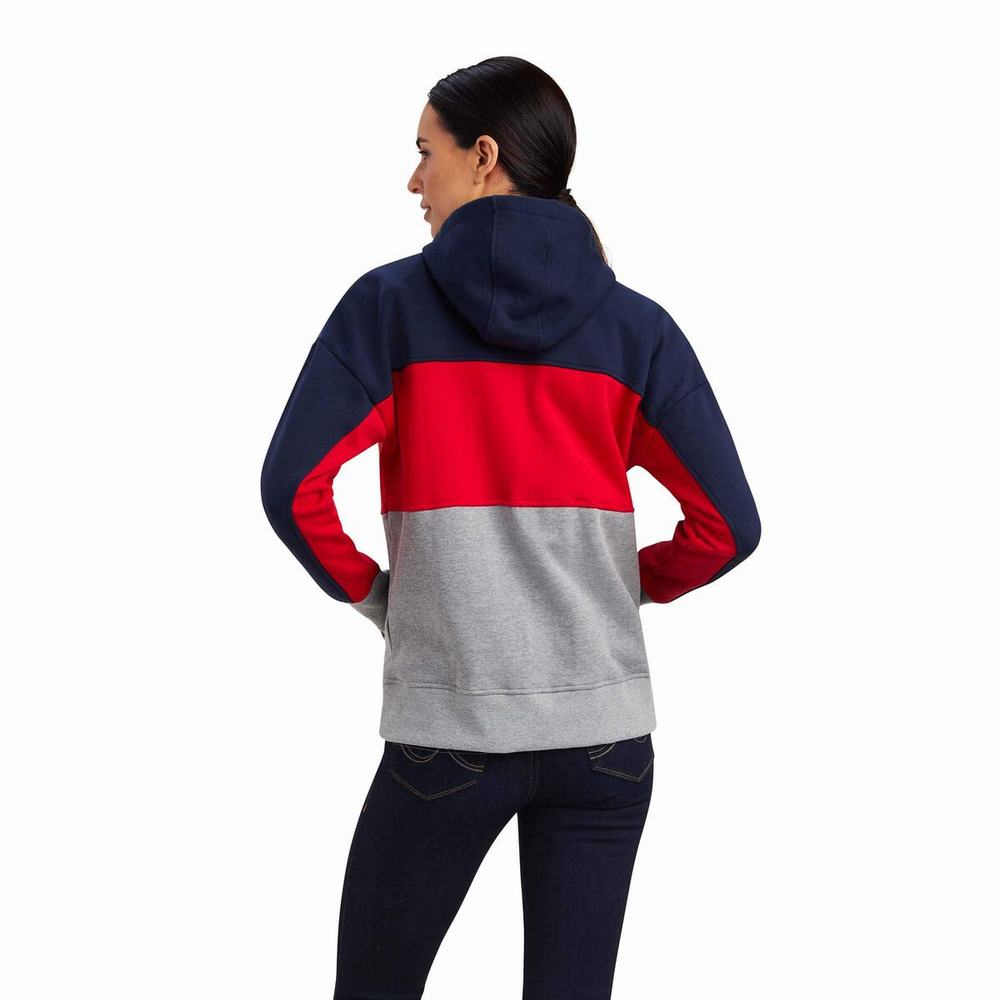 Navy Ariat Rabere Team Women's Hoodies | SXPF49106