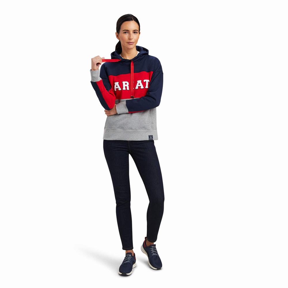 Navy Ariat Rabere Team Women's Hoodies | SXPF49106