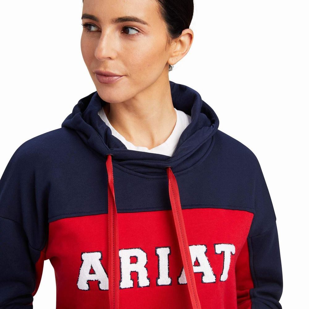 Navy Ariat Rabere Team Women's Hoodies | SXPF49106