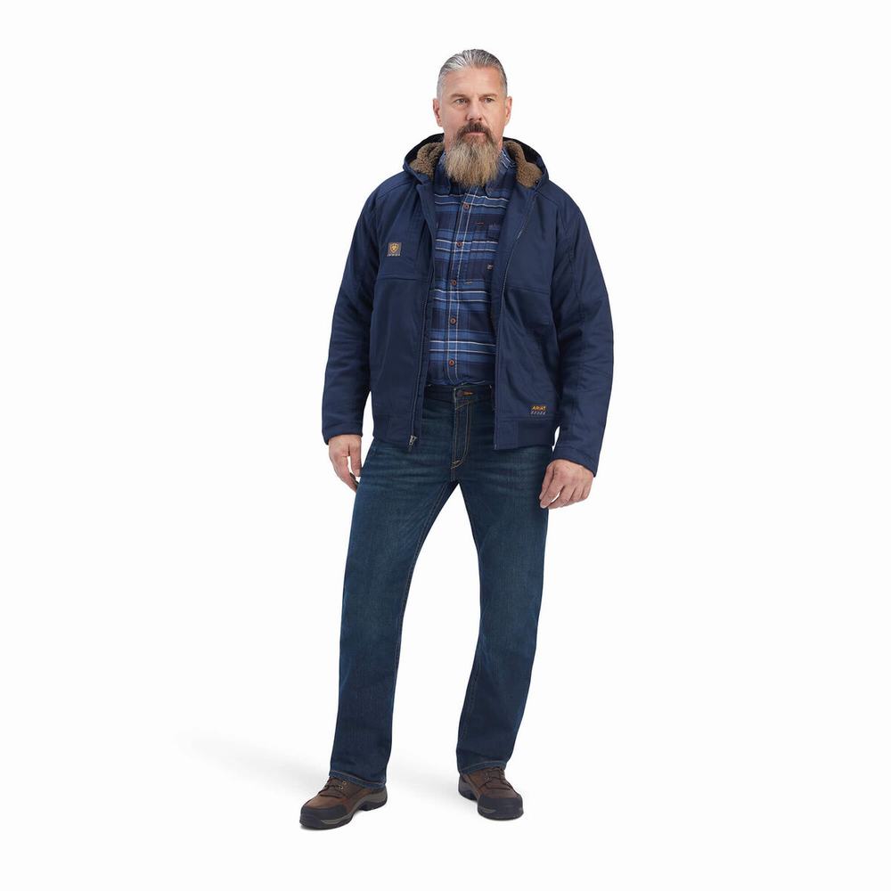 Navy Ariat Rebar DuraCanvas Men's Jackets | CLHA16273