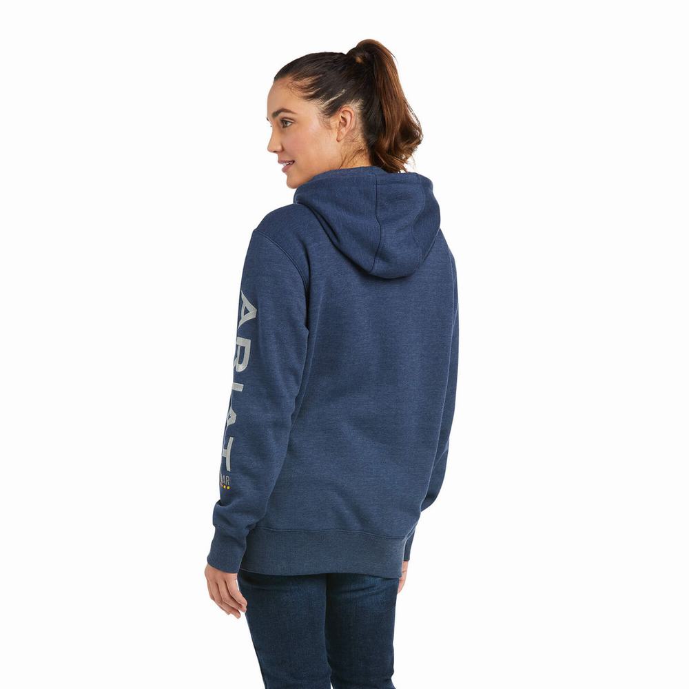 Navy Ariat Rebar Graphic Women's Hoodies | GDNX86512