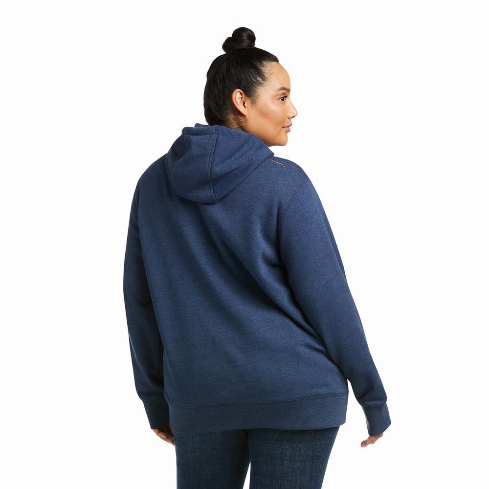 Navy Ariat Rebar Graphic Women's Hoodies | GDNX86512