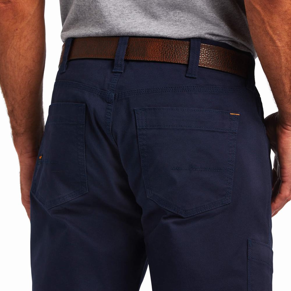 Navy Ariat Rebar M4 Low Rise DuraStretch Made Tough Men's Pants | XENB21397