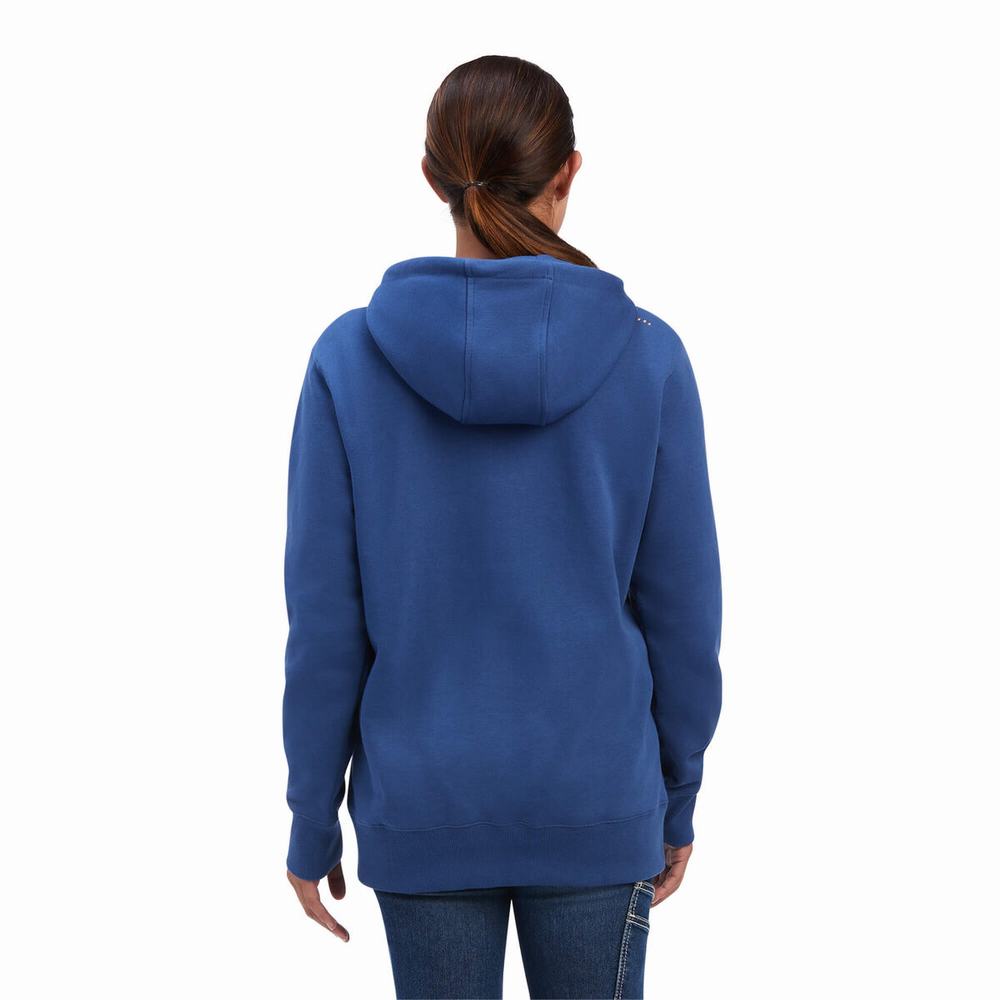 Navy Ariat Rebar Skill Set 1/2 Zip Women's Hoodies | VDKL24905