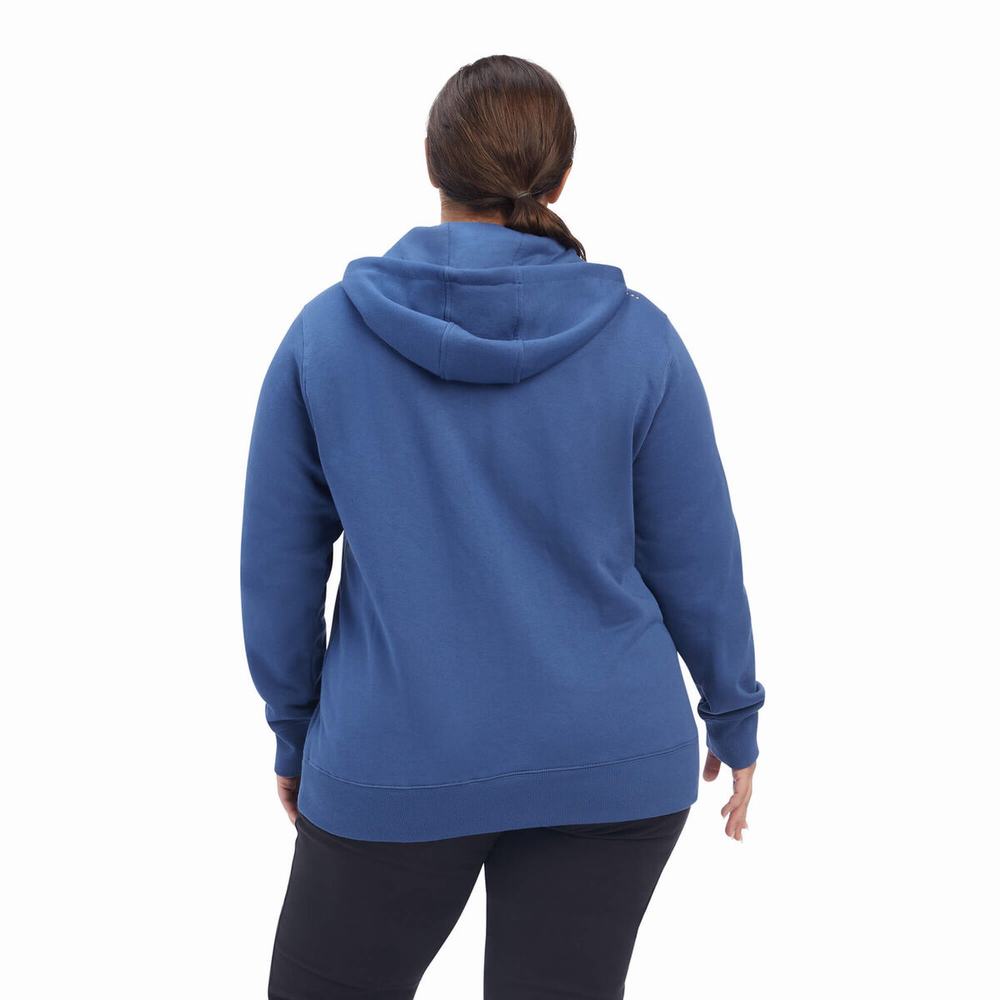 Navy Ariat Rebar Skill Set 1/2 Zip Women's Hoodies | VDKL24905