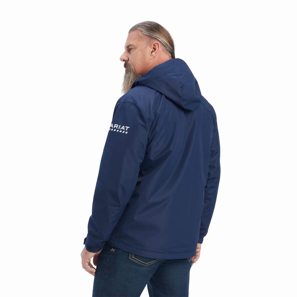 Navy Ariat Rebar Stormshell Waterproof Men's Jackets | KGTD82097