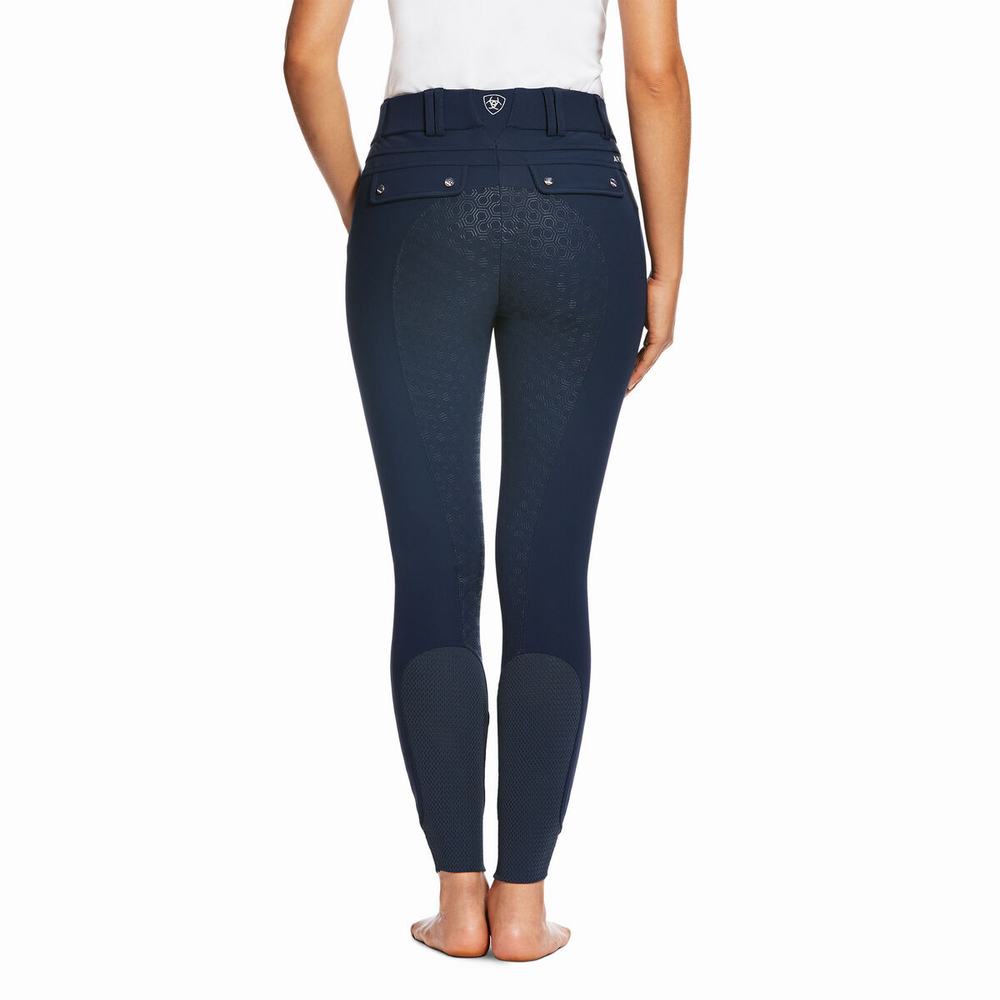 Navy Ariat Tri Factor Grip Full Seat Breech Women's Pants | LTCN48650