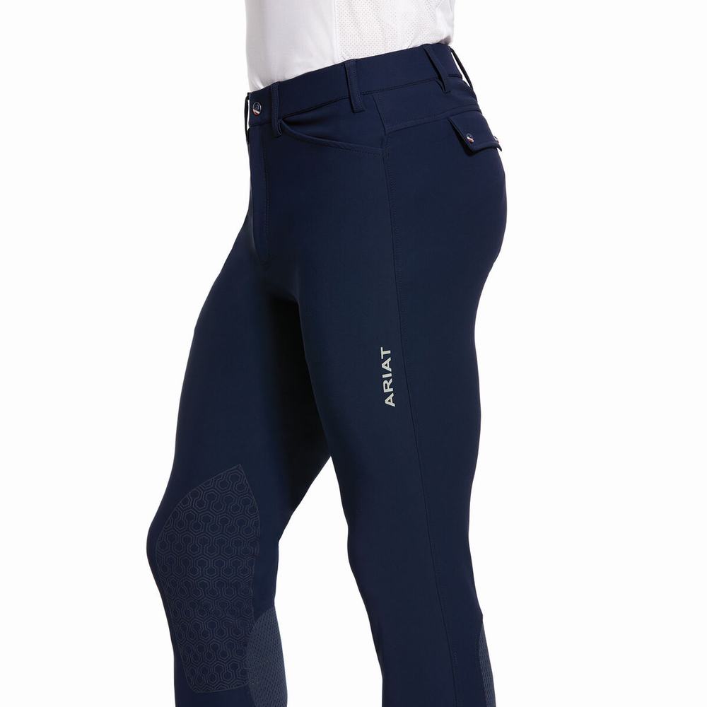 Navy Ariat Tri Factor Grip Men's English Riding Pants | IWRP07145