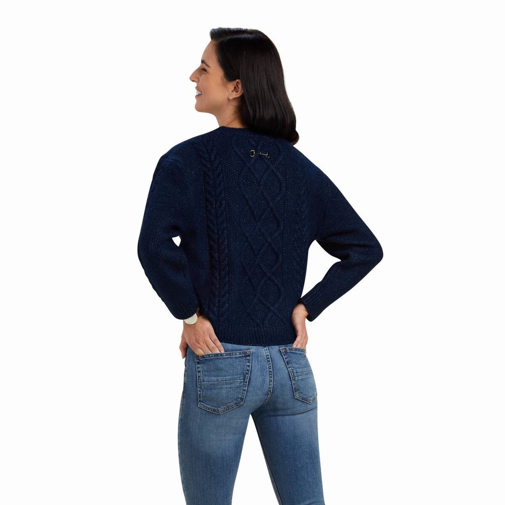 Navy Ariat Winter Quarter Women's Sweaters | WQBG60158