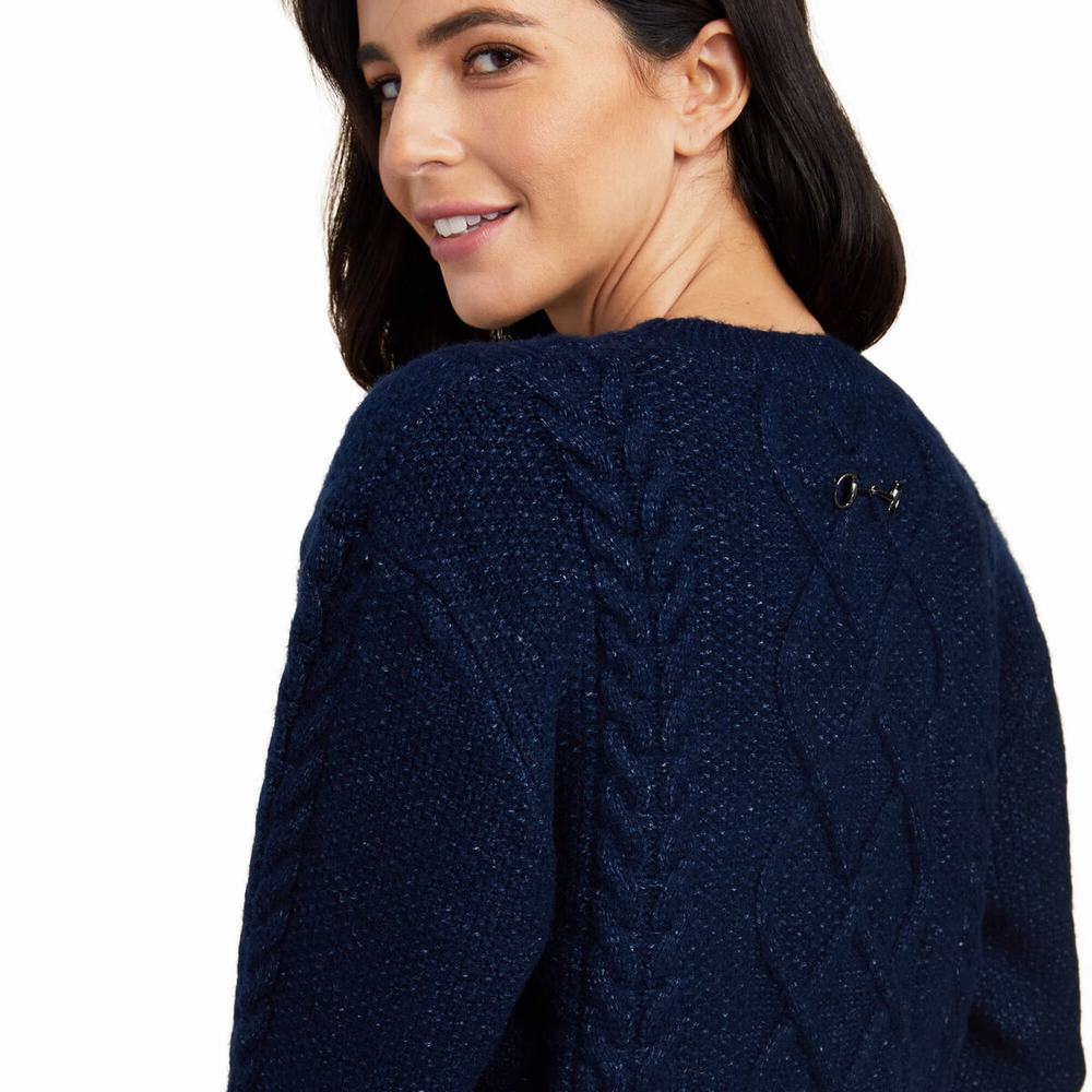 Navy Ariat Winter Quarter Women's Sweaters | WQBG60158