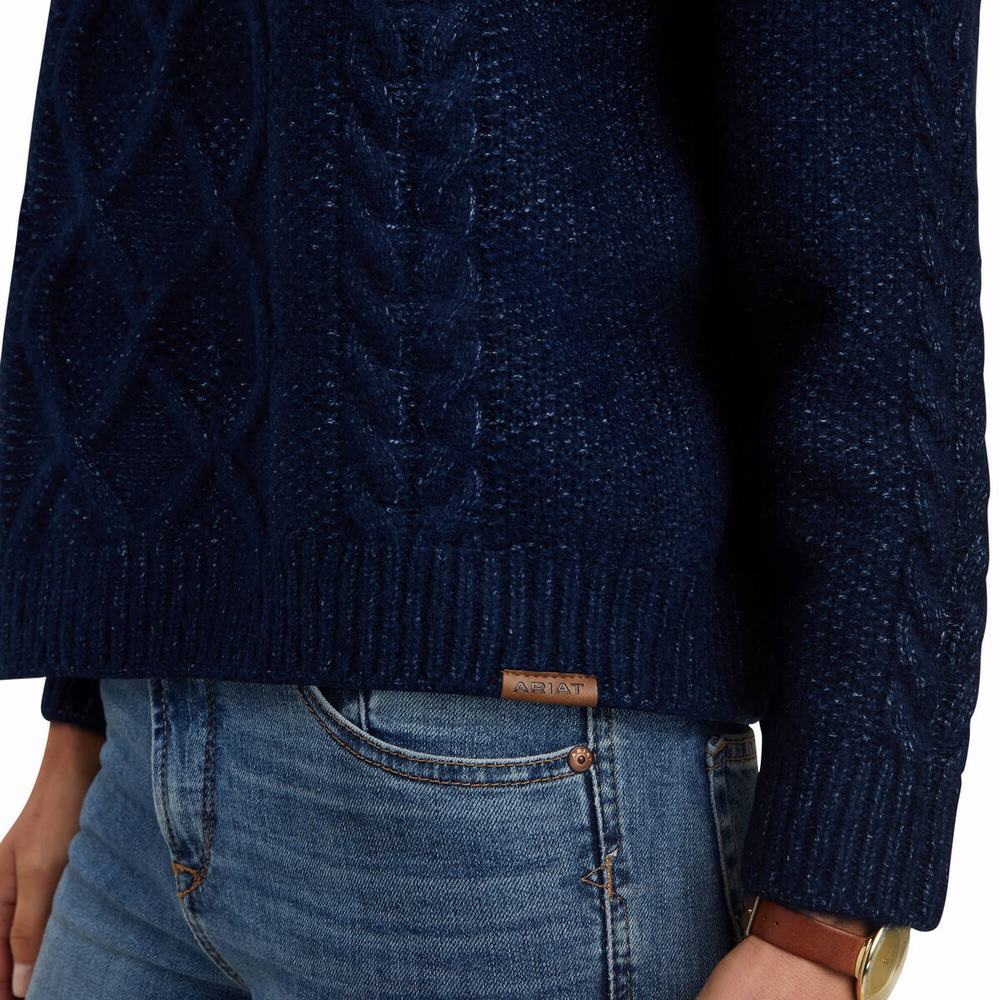 Navy Ariat Winter Quarter Women's Sweaters | WQBG60158