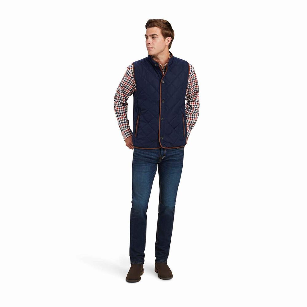 Navy Ariat Woodside Men's Jackets | DYWH50912