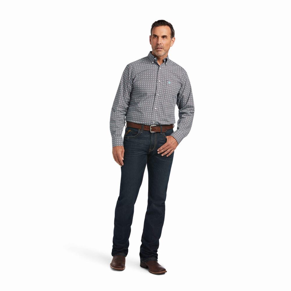 Obsidian Ariat Issa Stretch Fitted Men's Shirts | NZUK95042