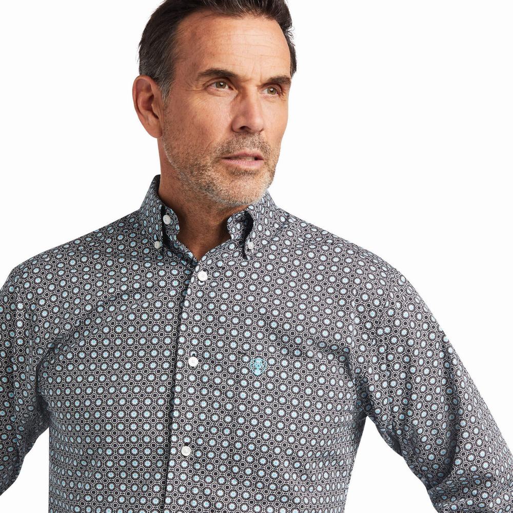 Obsidian Ariat Issa Stretch Fitted Men's Shirts | NZUK95042