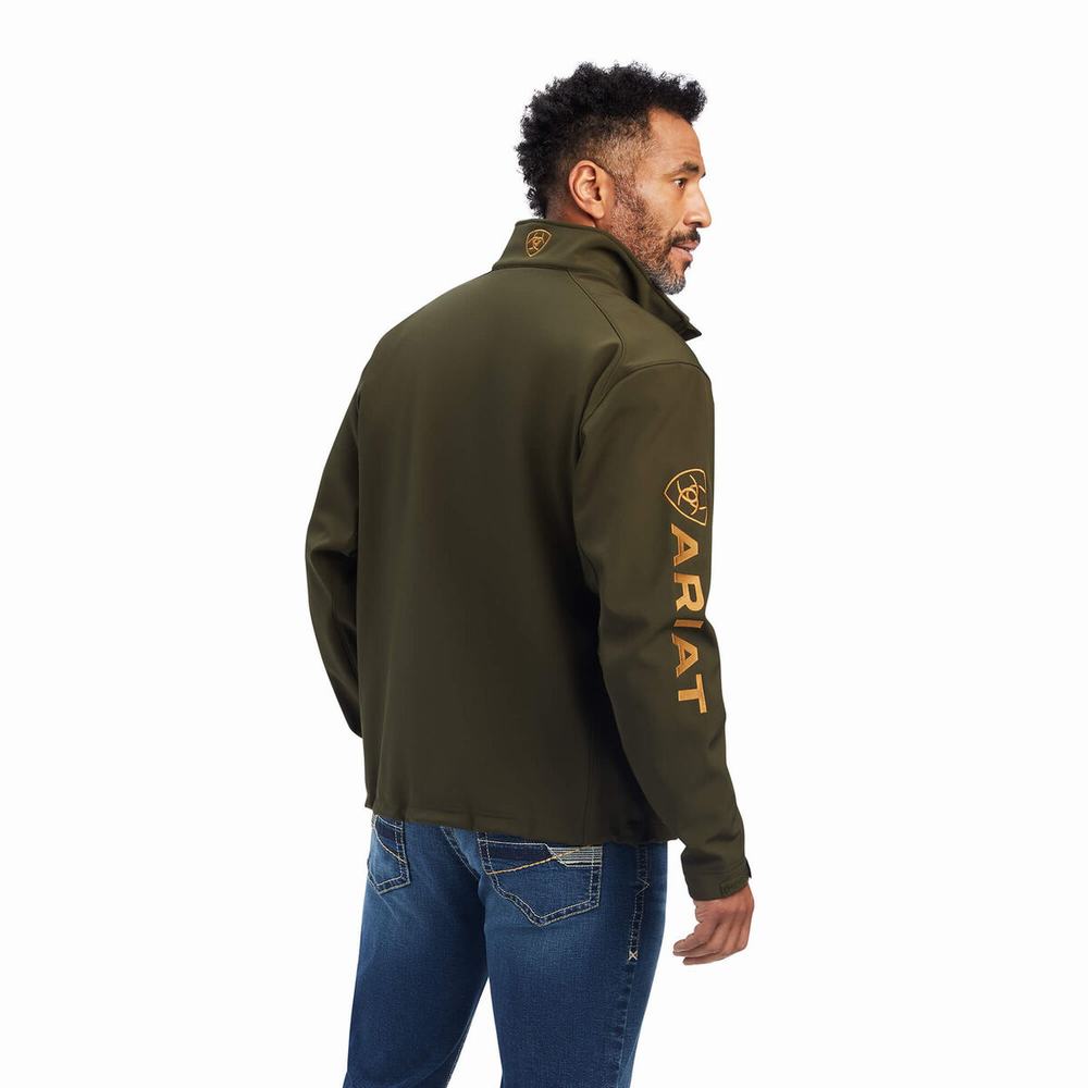 Olive Ariat Logo 2.0 Softshell Men's Jackets | JIZT20418