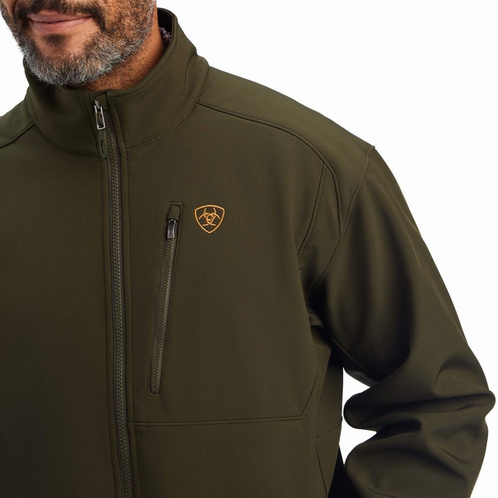 Olive Ariat Logo 2.0 Softshell Men's Jackets | JIZT20418