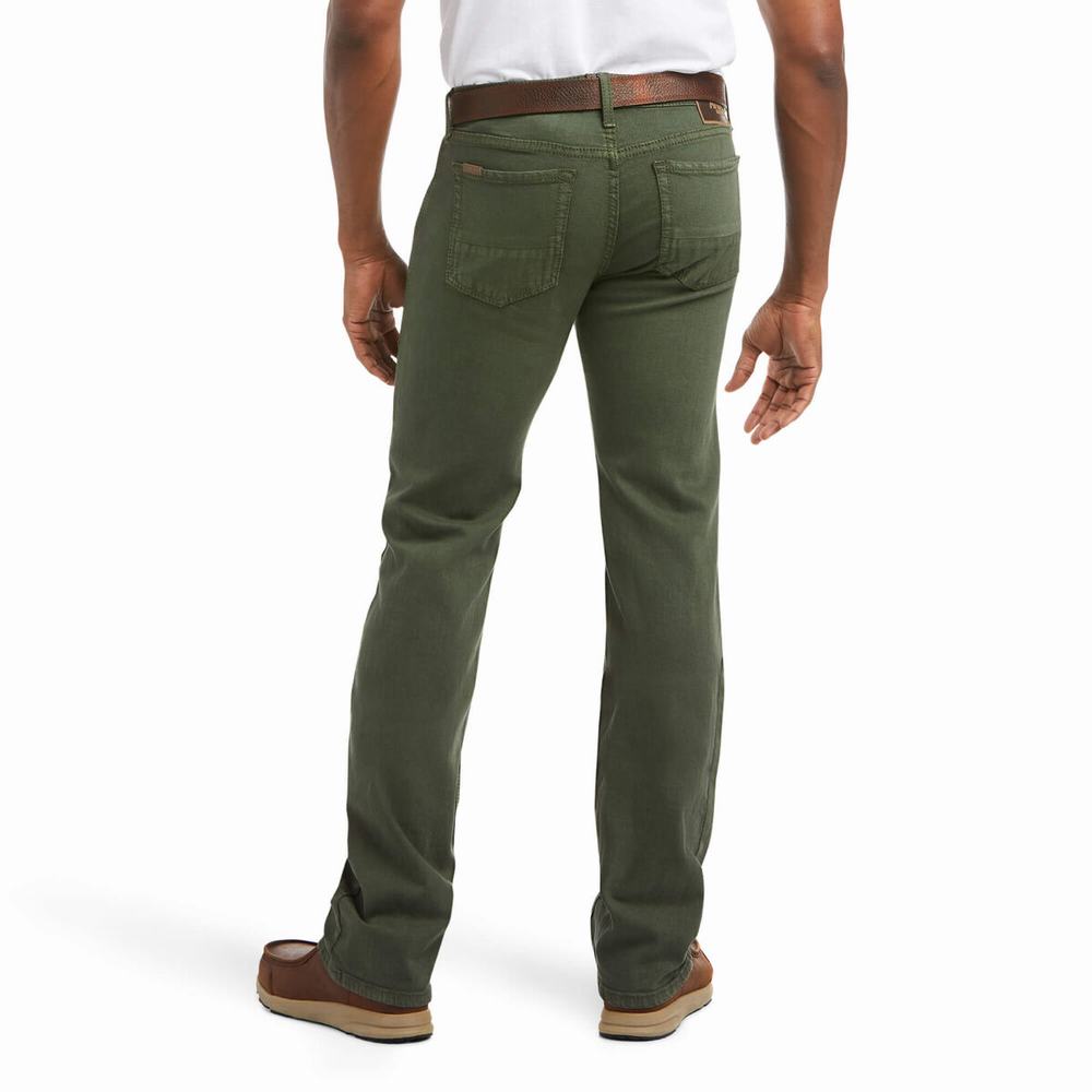 Olive Ariat M7 Rocker Stretch Grizzly Men's Straight-Fit Jeans | BAKC51389