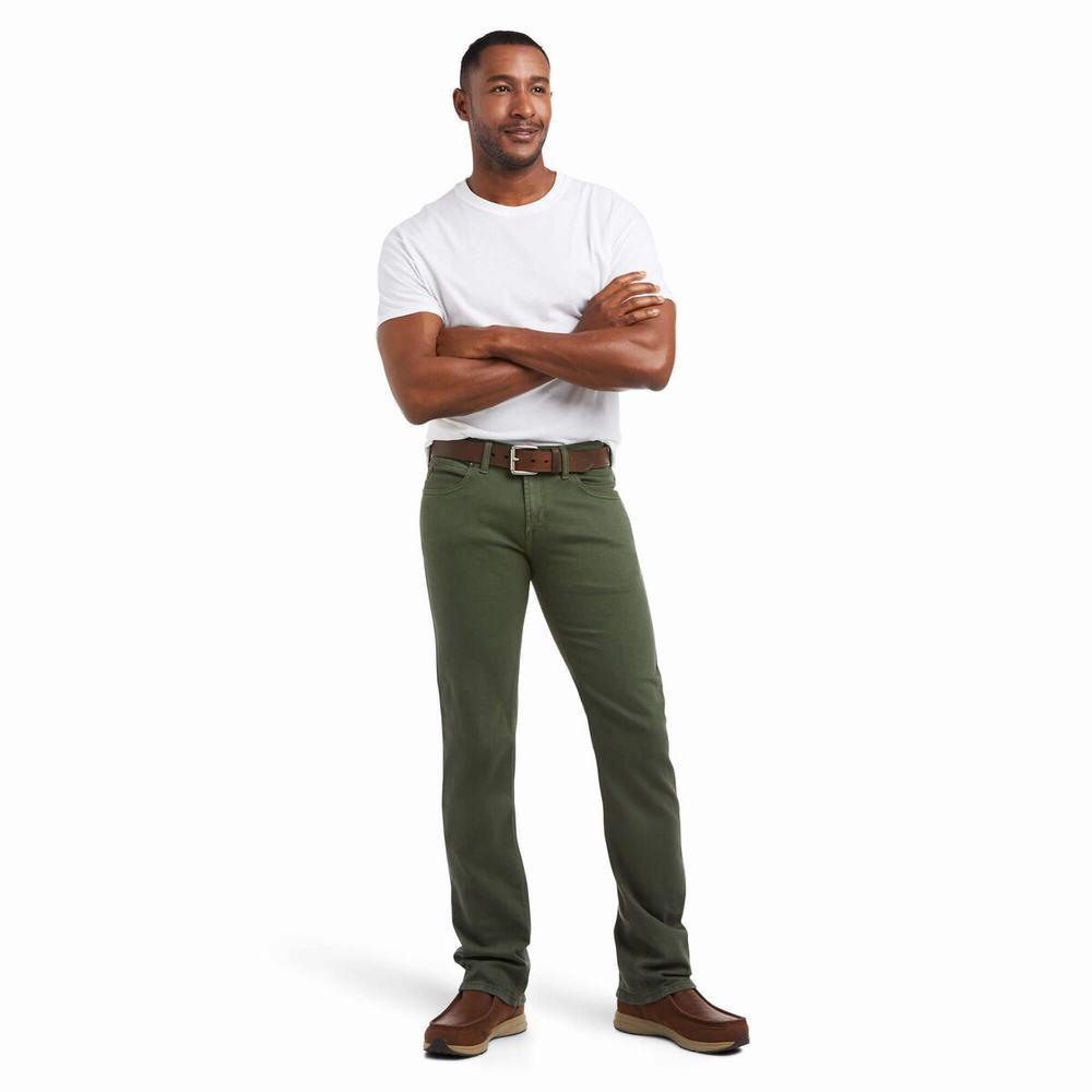 Olive Ariat M7 Rocker Stretch Grizzly Men's Straight-Fit Jeans | BAKC51389