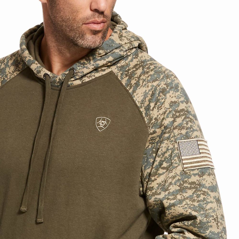 Olive Camo Ariat Patriot Men's Hoodies | NDSR87619