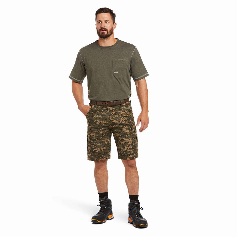 Olive Camo Ariat Rebar DuraStretch Made Tough Cargo Men's Pants | XTSY60839