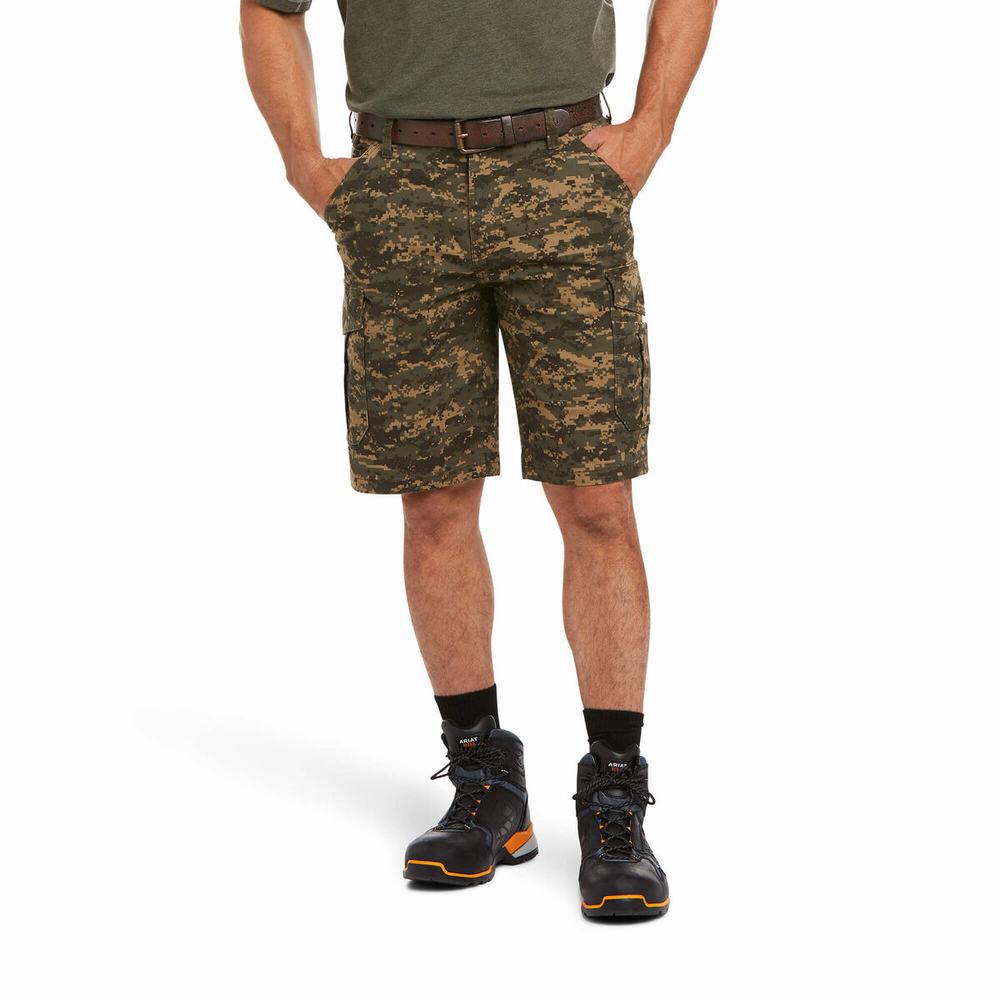 Olive Camo Ariat Rebar DuraStretch Made Tough Cargo Men\'s Pants | XTSY60839