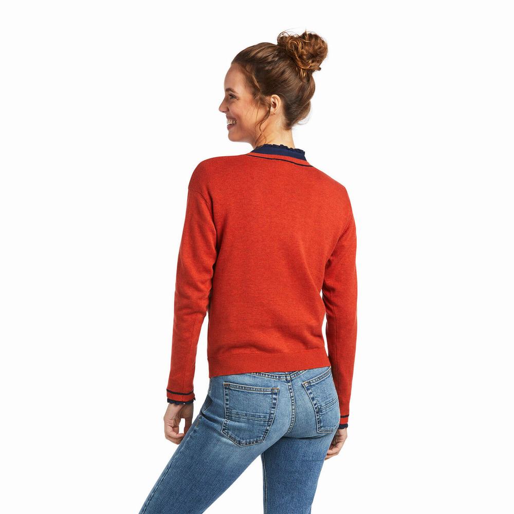 Orange Ariat Floret Women's Sweaters | FGYW28705